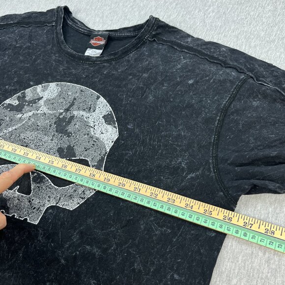 Harley-Davidson Shirt Mens 2XL Black Stonewash Skull Beartooth Billings Montana - Picture 10 of 12